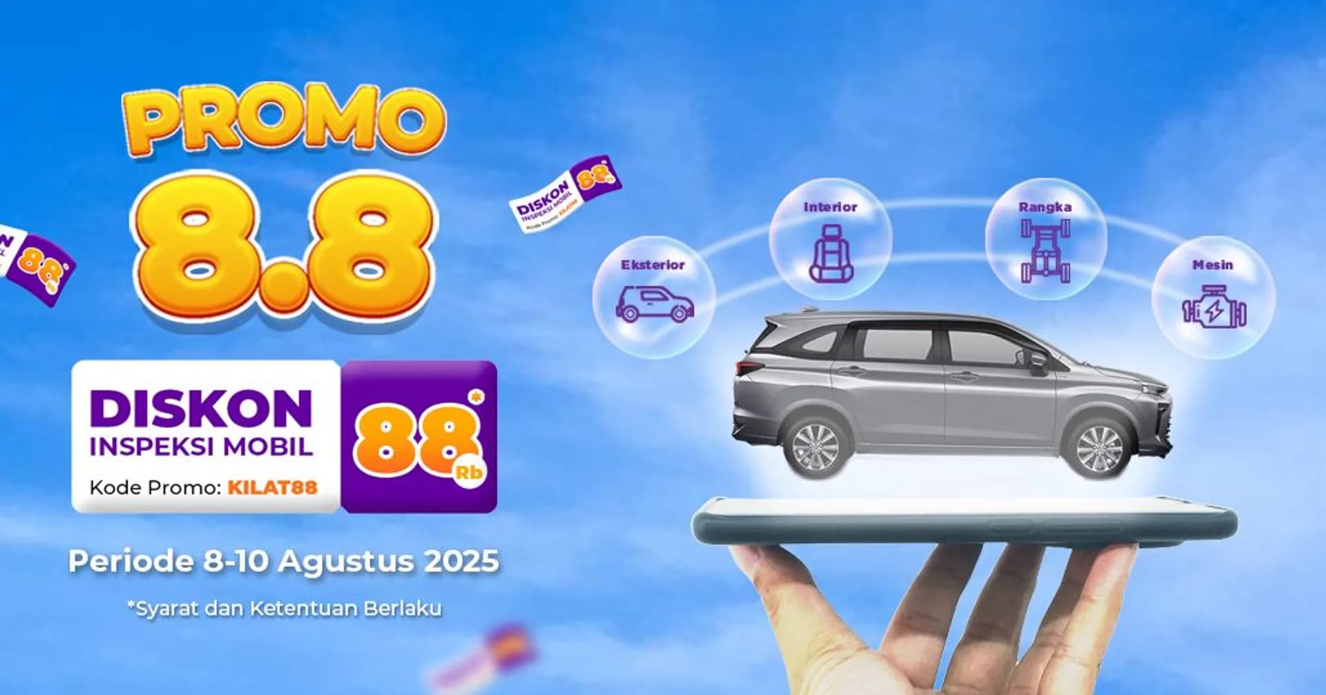 Spesial 8.8, Inspeksi Mobil di ACV Diskon Rp88 Ribu!